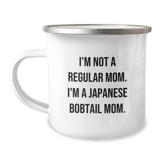 Japanese Bobtail Cat Mom Camping Mug, Funny Gifts from Mom to Japanese Bobtail Cat Lover for Graduation - 'I'm Not A Regular Mom. I'm A Japanese Bobtail Mom.' - Image 1
