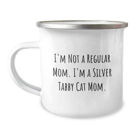 Silver Tabby Cat Mom Gifts, Funny Camping Mug for Graduation, 'I'm Not A Regular Mom. I'm A Silver Tabby Cat Mom.' - Gifts from Mom to Silver Tabby Cat Lover, Unique Graduation Gifts - Image 1