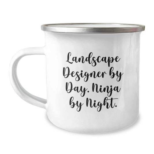 Landscape Designer Gifts from Friends and Family, Funny Camping Mug for Birthday, 'Landscape Designer By Day. Ninja By Night.' Quote - Image 1