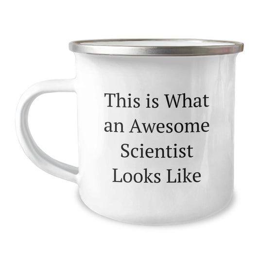 Funny Scientist Gifts for Birthday - 'This Is What An Awesome Scientist Looks Like' Camping Mug for Men or Women, Gifts from Friends or Family - Image 1