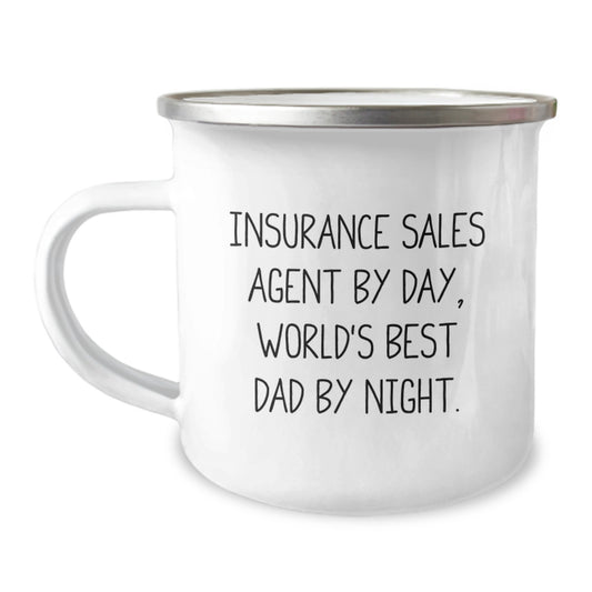 Insurance Sales Agent Gifts, Funny Quote, Camping Mug for Birthday - Gifts from Family, for Insurance Sales Agent By Day, World's Best Dad By Night. - Image 1