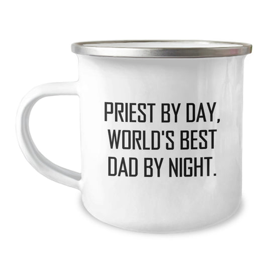 Priest By Day, World's Best Dad By Night Graduation Gifts for Men, Funny Quote Camping Mug, Gifts from Family - 12 oz Stainless Steel - Image 1