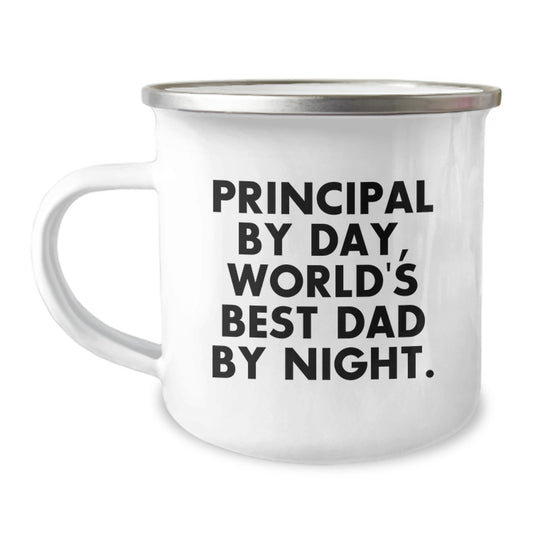 Principal Gifts, Funny Camping Mug, 'Principal By Day, World's Best Dad By Night.' Quote, Gifts from Family, Gifts for Principal - Image 1