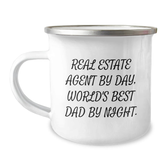 Real Estate Agent Gifts, Funny Camping Mug, 'Real Estate Agent By Day, World's Best Dad By Night.' Graduation Gifts from Friends to Family - Image 1