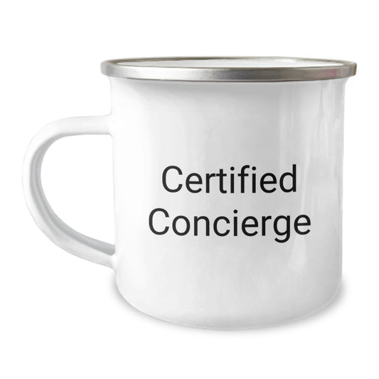 Funny Concierge Camping Mug Gifts from Men to Friends, 'Life is an Adventure' Quote, 12 oz Stainless Steel with Enamel Finish, Perfect Birthday Present - Image 1