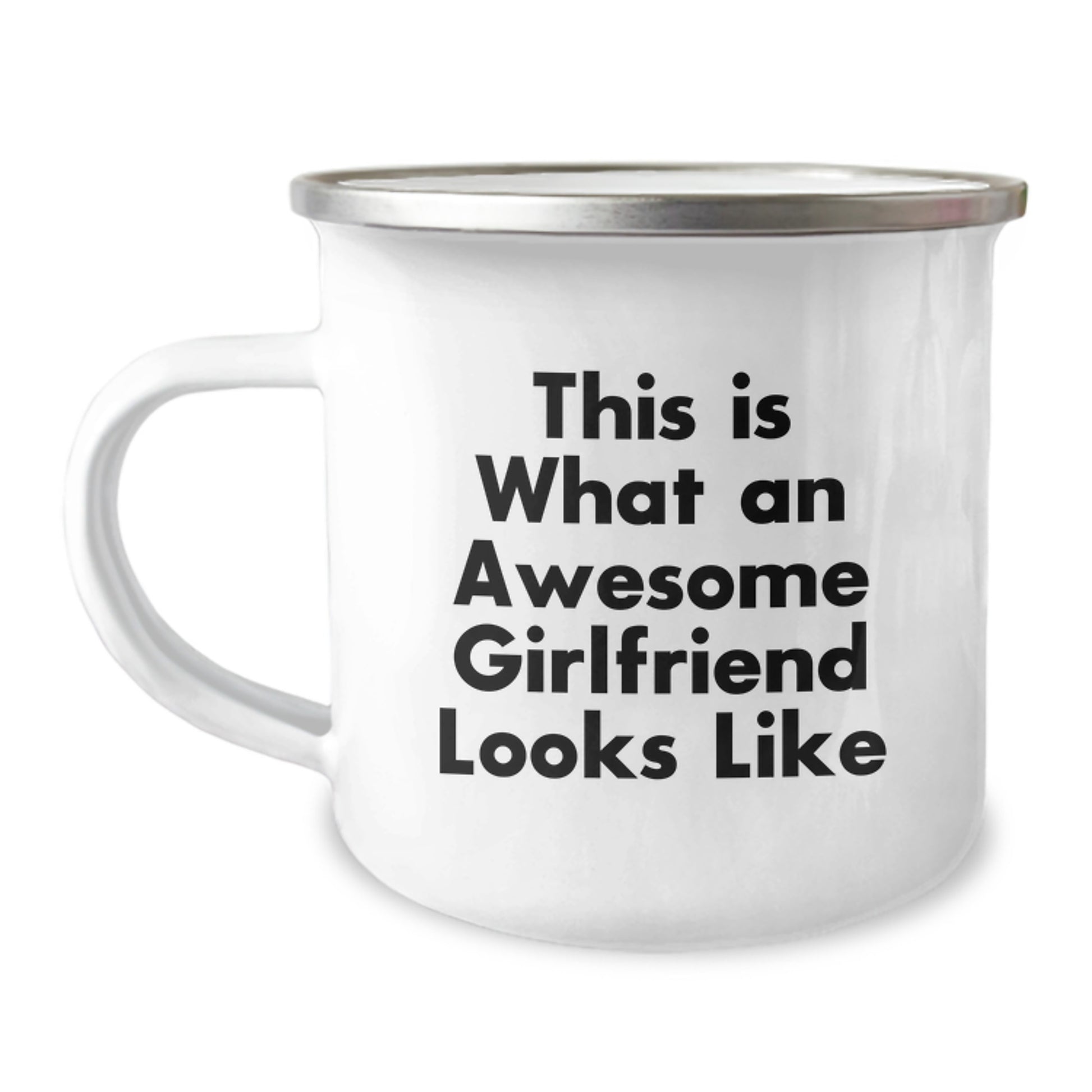 Funny Gifts from Men to Awesome Sweetheart, This Is What An Awesome Sweetheart Looks Like Camping Mug for Graduation, 12 oz Stainless Steel with Enamel Finish - Image 1