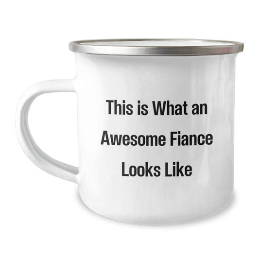 Funny Fiance Gifts for Men, Camping Mug with This Is What An Awesome Fiance Looks Like Quote, Gifts from Friends to Fiance, Unique Graduation Gifts for Him - Image 1