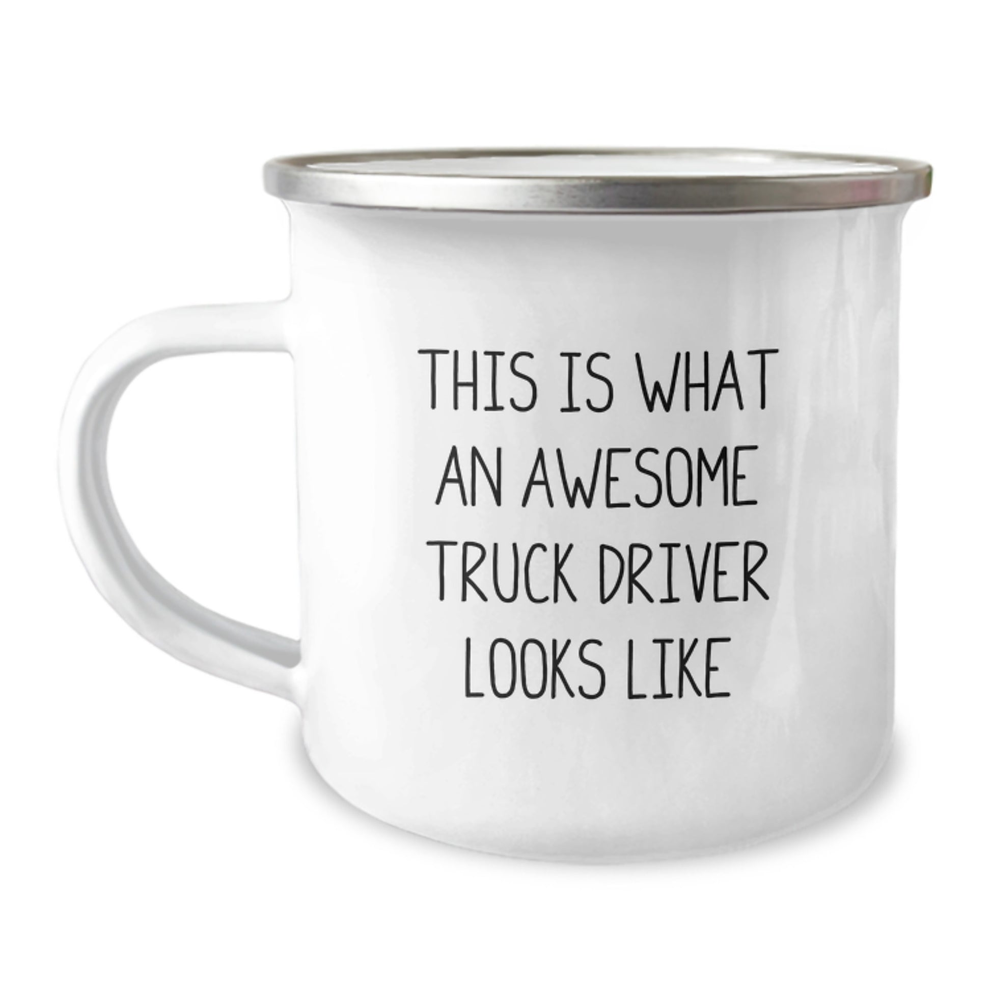 Funny Gifts from Friends, Family, Coworkers - Truck Driver Birthday Unique Gifts for Men, 'This Is What An Awesome Truck Driver Looks Like' Camping Mug, 12 oz Stainless Steel with Enamel Finish - Image 1