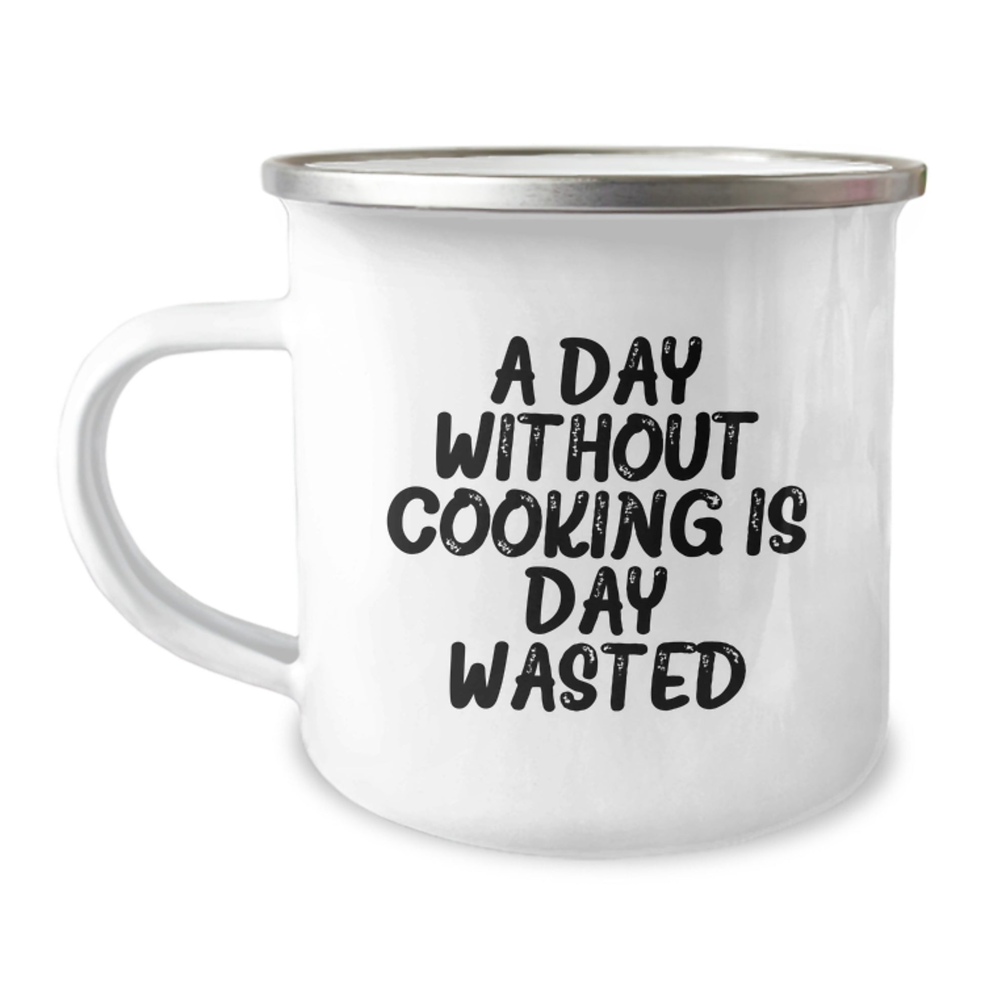 Funny Cooking Gifts for Her, A Day Without Cooking Is Day Wasted, 12 oz Camping Mug for Women, Funny Birthday Unique Gifts from Friends, Unique Cooking Gifts for Her - Image 1