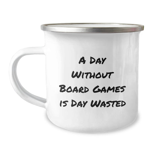 Funny Board Games Enthusiast Gifts for Men from Friends, Women to Coworkers, Camping Mug for Birthday, 'A Day Without Board Games Is Day Wasted' - Image 1