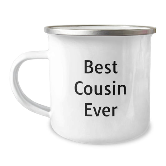 Funny Cousin Camping Mug, Best Cousin Ever Gifts from Family, Gifts for Cousin Graduation Unique, 12 oz Stainless Steel with Enamel Finish - Image 1