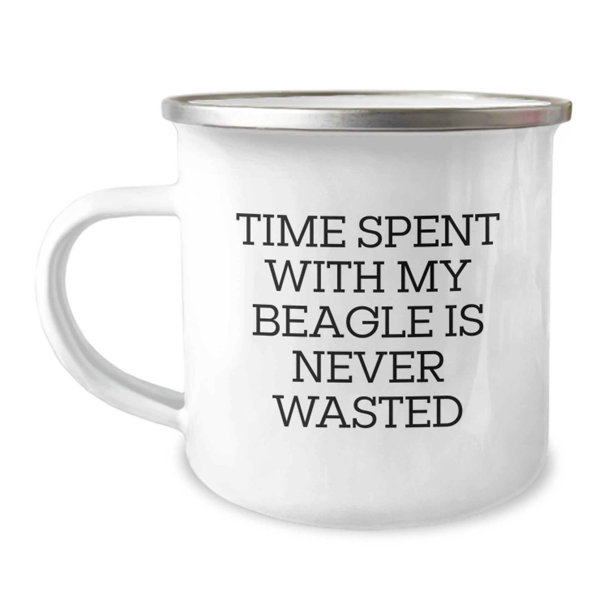 Funny Beagle Dog Lovers Gifts from Family for Birthday, Camping Mug with Quote 'Time Spent With My Beagle Is Never Wasted', Unique and Thoughtful Gifts for Beagle Dog Owners - Image 1
