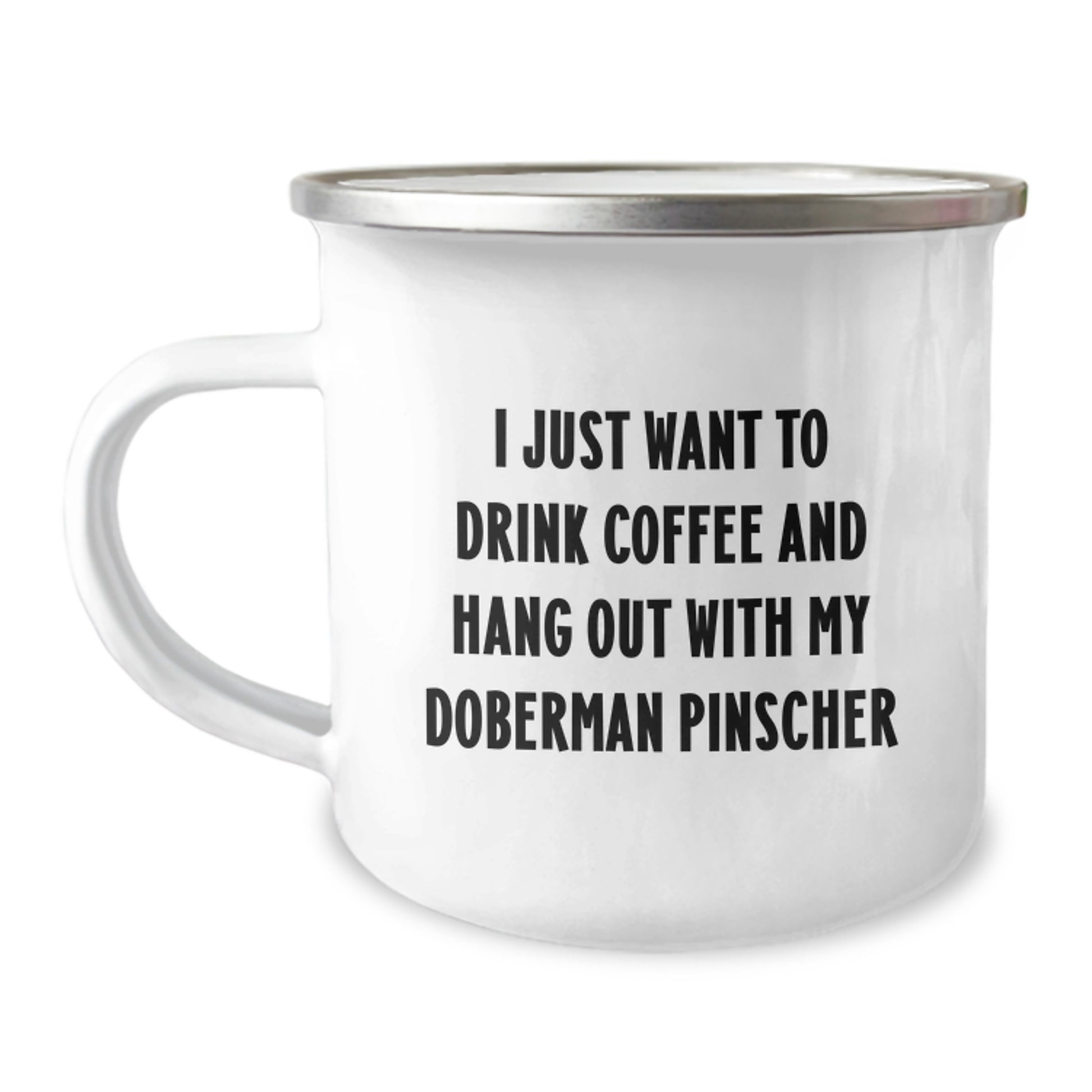 Doberman Pinscher Dog Lover's Funny Camping Mug Gifts from Friends, Family, or Coworkers for Birthday - Image 1