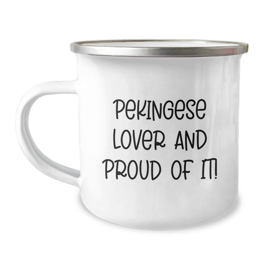 Pekingese Dog Lover's Camping Mug Gifts from Friends to Family - Happy Birthday Unique Pekingese Dog Gifts, Funny Quote Inside - Image 1