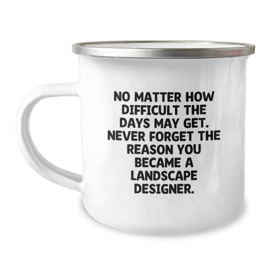 Inspirational Landscape Designer Gifts from Friends, Gifts for Landscape Designers, Funny Camping Mug for Birthday, 'Never Forget...' Quote - Image 1