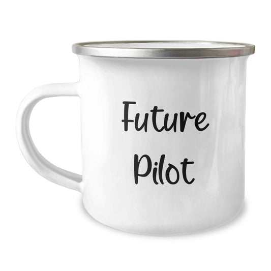 Future Pilot Graduation Gifts for Men from Friends - Funny Camping Mug with Quote, 12 oz Stainless Steel with Enamel Finish - Image 1