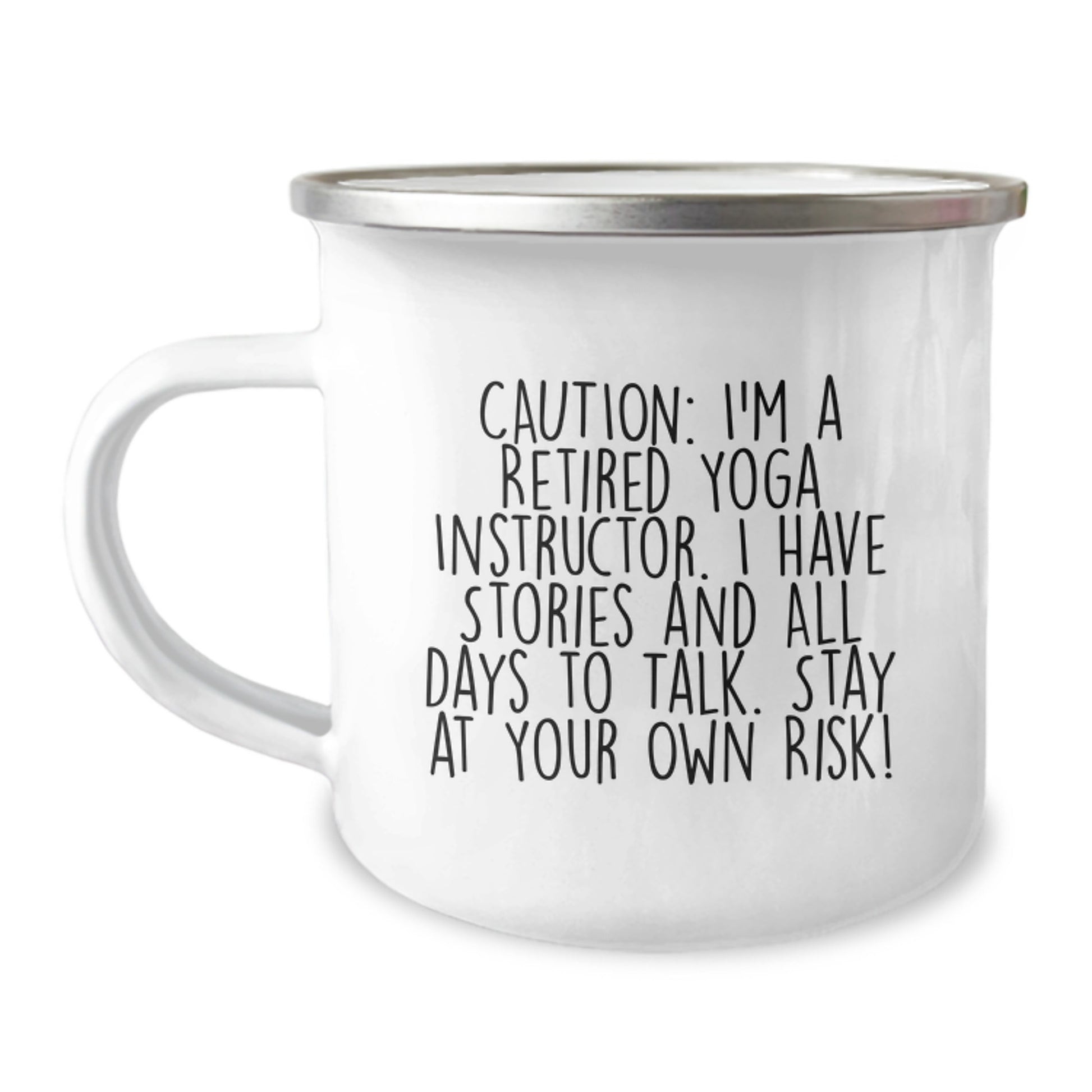 Yoga Instructor Gifts from Friends - 'Caution: I'm A Retired Yoga Instructor...' Funny Camping Mug for Graduation - Image 1