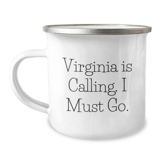 Virginia Calling, Gifts from Friends, Unique Camping Mug with Inspirational Quote for Men and Women, Graduation Gifts for Her Him - Image 1