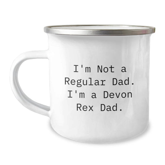 Funny Devon Rex Cat Dad Gifts for Men, Camping Mug for Graduation, 'I'm Not A Regular Dad. I'm A Devon Rex Dad.' Quote, Gifts from Family - Image 1