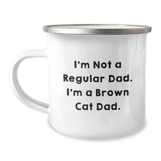 Funny Brown Cat Dad Gifts from Family to Men Graduation Unique Gifts - Brown Cat Camping Mug - Image 1