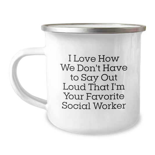Funny Social Worker Gifts from Friends for Favorite Social Worker - 12 oz Camping Mug - Image 1