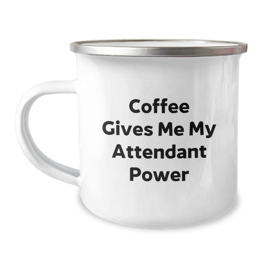 Funny Attendant Gifts for Him from Friends - Coffee Gives Me Power Camping Mug, 12 oz, Stainless Steel with Enamel Finish, Graduation Unique Gifts - Image 1