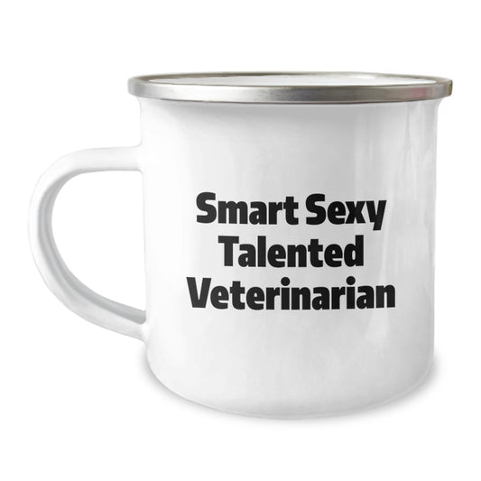 Funny Veterinarian Gifts from Friends for Graduation, Smart Sexy Talented Veterinarian Camping Mug, 'You're the Paw-some One' - Image 1