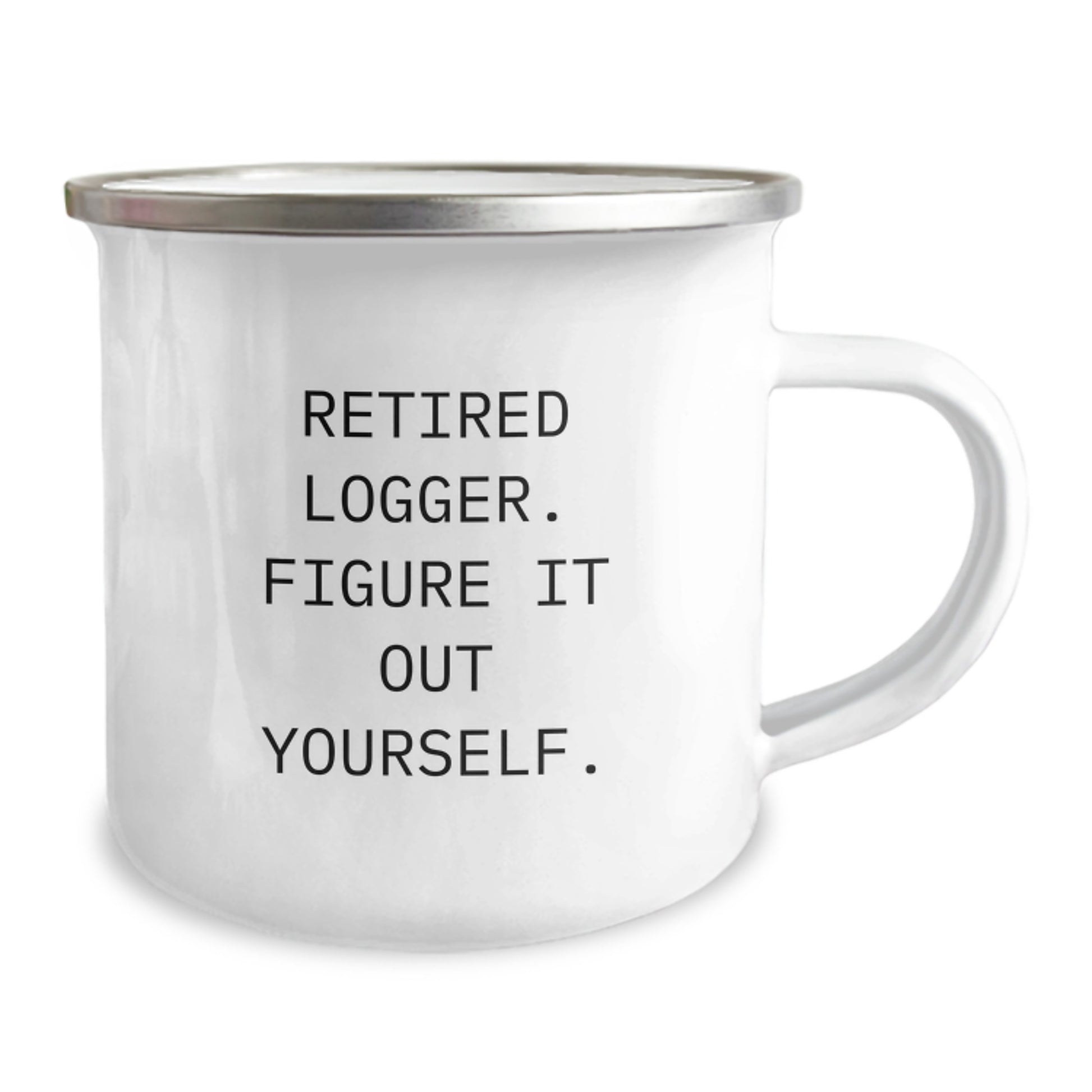 Funny Logger Gifts from Men to Friends - Retired Logger Figure It Out Yourself Camping Mug for Graduation, 12 oz Stainless Steel with Enamel Finish - Image 2