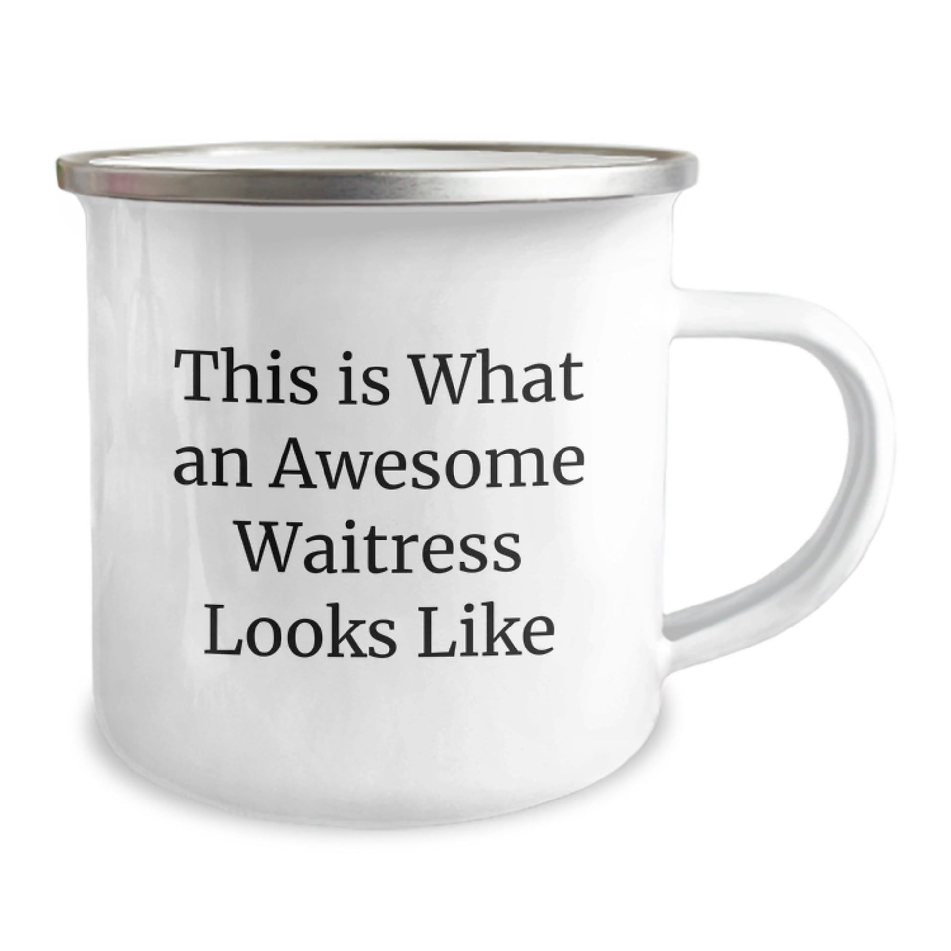 Awesome Waitress Gifts from Friends to Gift for Birthday Celebrations, Funny Quote on Camping Mug, 12 oz Stainless Steel with Enamel Finish - Image 2