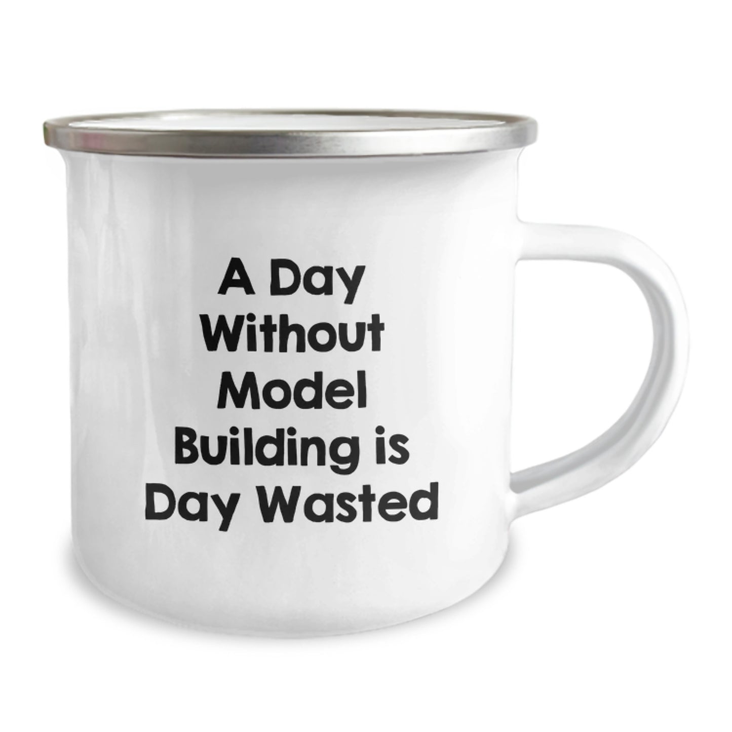 Funny Model Building Gifts from Friends, 'A Day Without Model Building Is Day Wasted', 12 oz Camping Mug for Birthday - Image 2