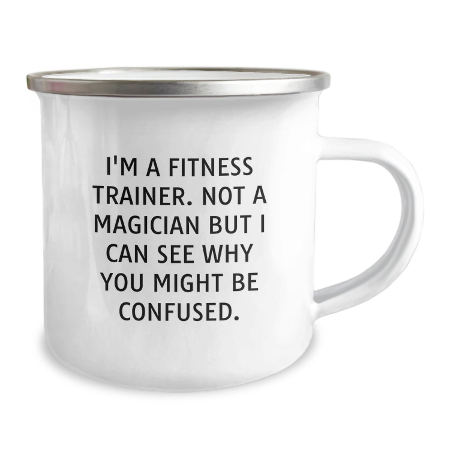 Fitness Trainer Camping Mug, Funny Quote, Birthday Unique Gifts from Friends to Fitness Trainer, 12 oz Stainless Steel - Image 2