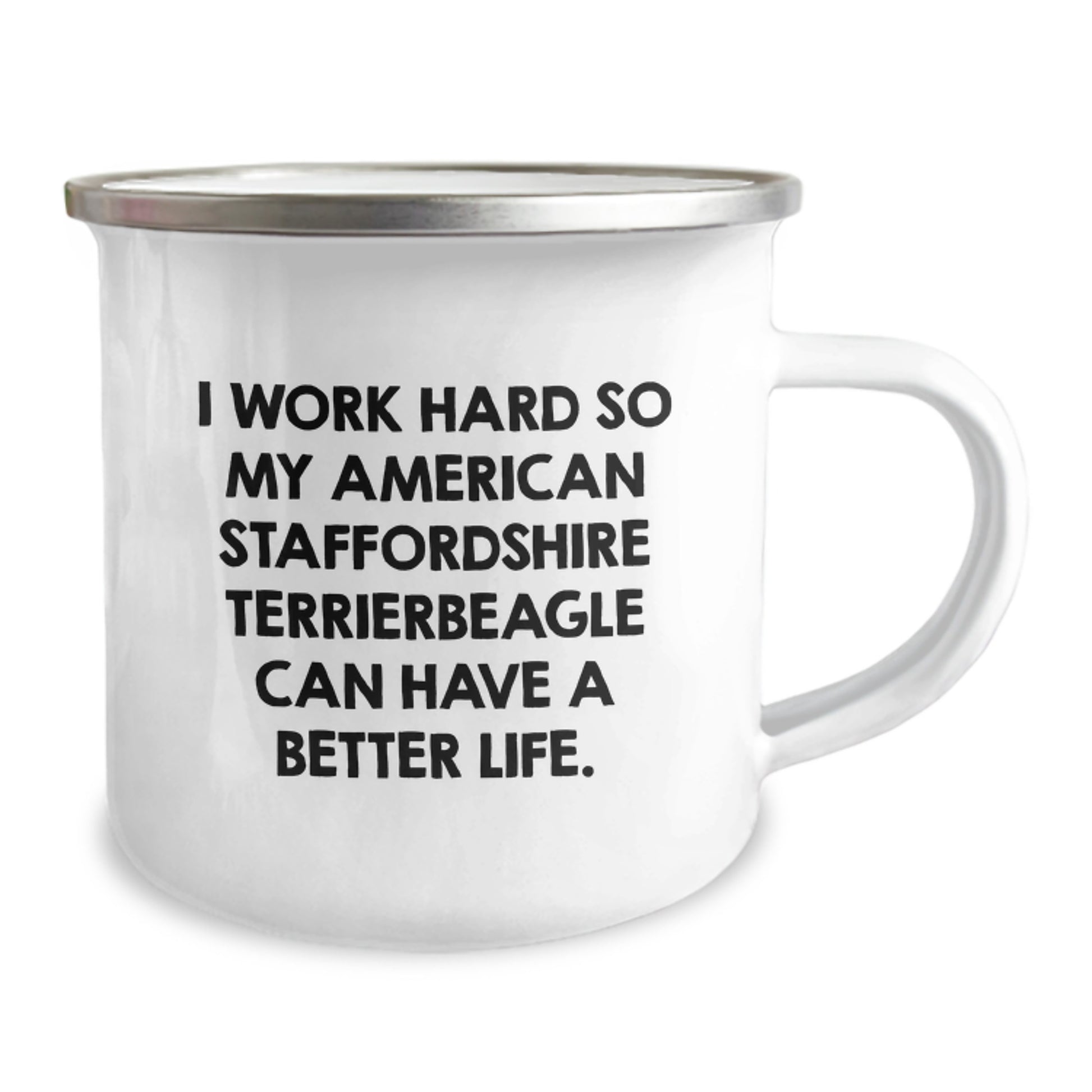 Funny American Staffordshire Terrier Dog Gifts, Inspirational Camping Mug for Birthday, Gifts from Friends for American Staffordshire Terrier Dog Lovers, 12 oz Stainless Steel Enamel Finish - Image 2