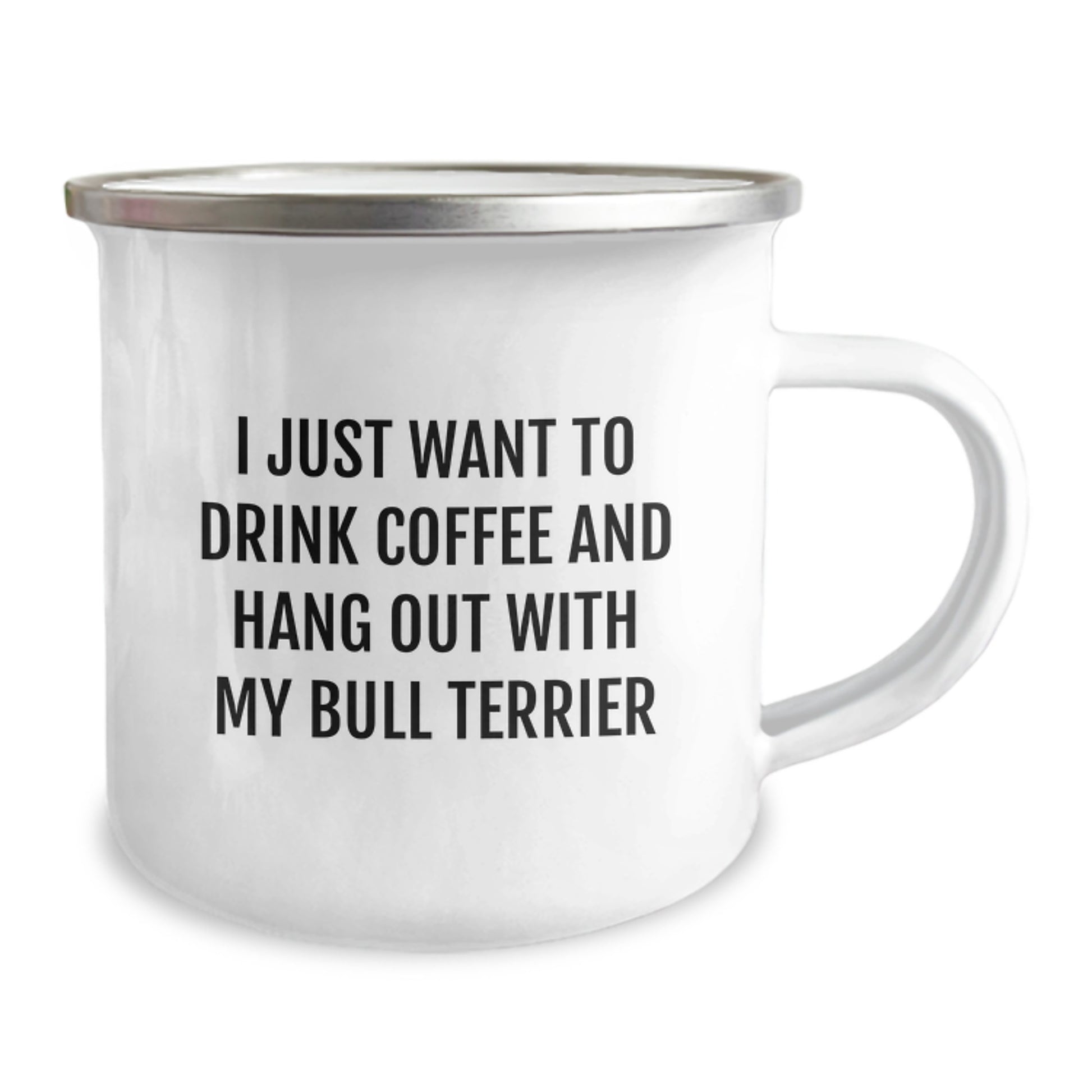 Funny Bull Terrier Dog Lover Gifts from Friends to Family - I Just Want To Drink Coffee And Hang Out With My Bull Terrier, Camping Mug for Birthday - Image 2