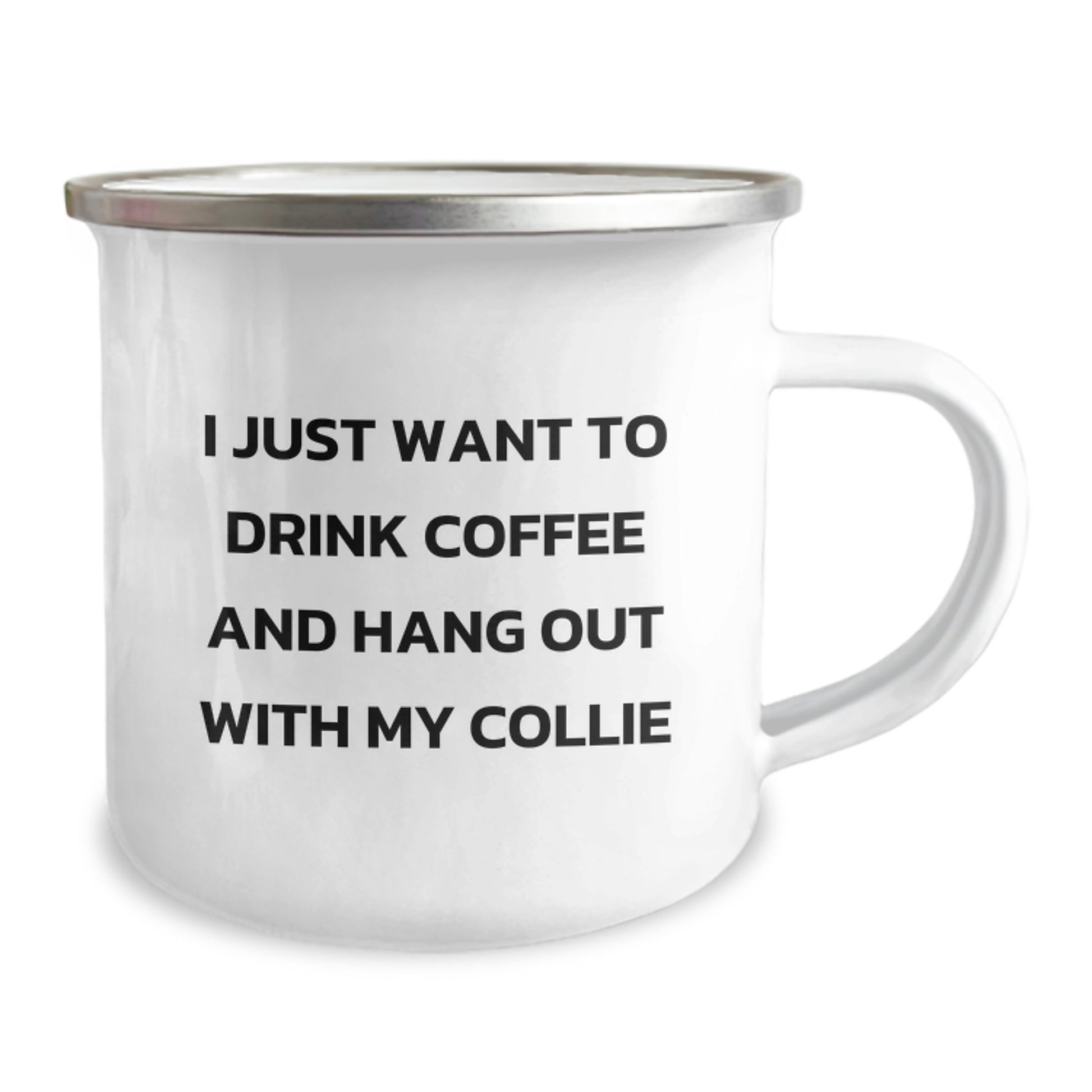 Funny Collie Dog Gifts for Men from Friends on Birthday - I Just Want To Drink Coffee And Hang Out With My Collie Camping Mug - Image 2