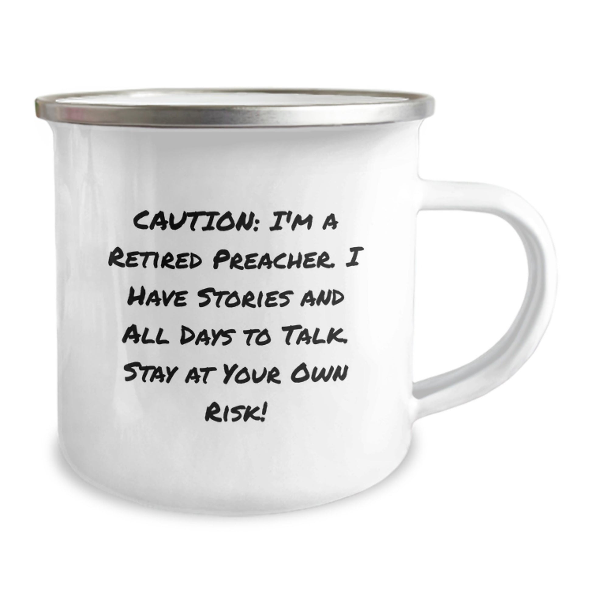 Preacher Gifts for Men - Funny Camping Mug with Quote - 'Caution: I'm A Retired Preacher...' - Graduation Unique Gifts from Family - Image 2