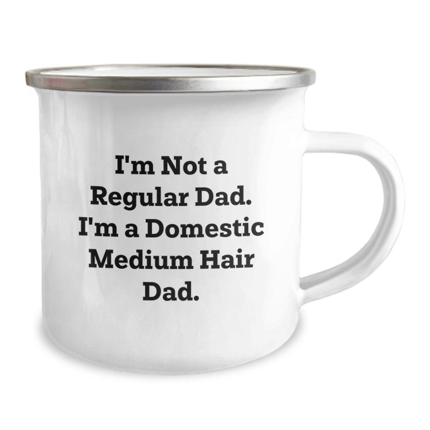 Domestic Medium Hair Dad Camping Mug, Funny Graduation Gift for Him from Friends, 12 oz Stainless Steel with Enamel Finish - Image 2