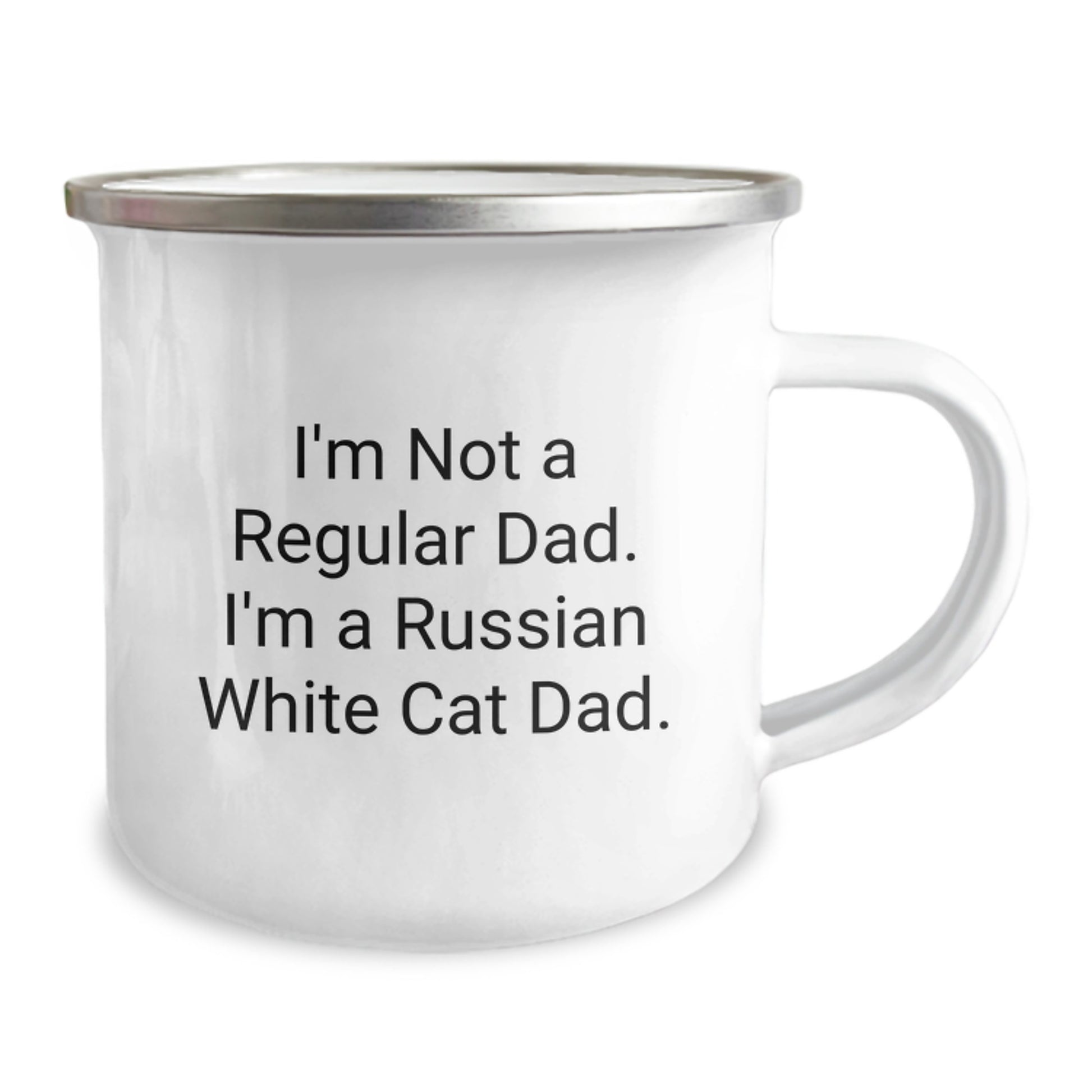 Funny Russian White Cat Dad Camping Mug, Gifts from Mom to Son, Unique Graduation Gifts for Russian White Cat Enthusiasts - Image 2