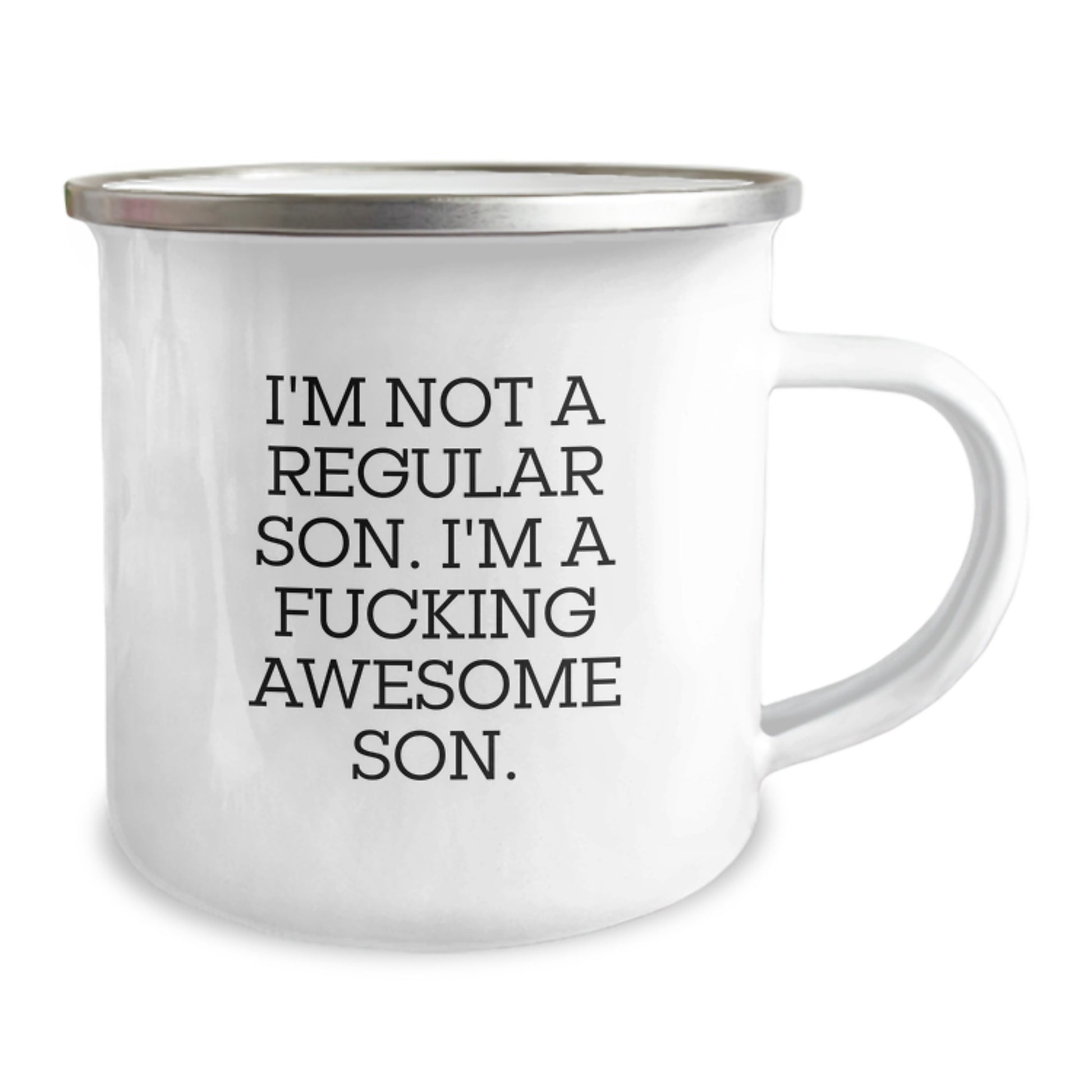 Funny Son Birthday Unique Gifts - I'm Not A Regular Son. I'm A F--king Awesome Son. 12 Oz Camping Mug from Friends and Family - Image 2