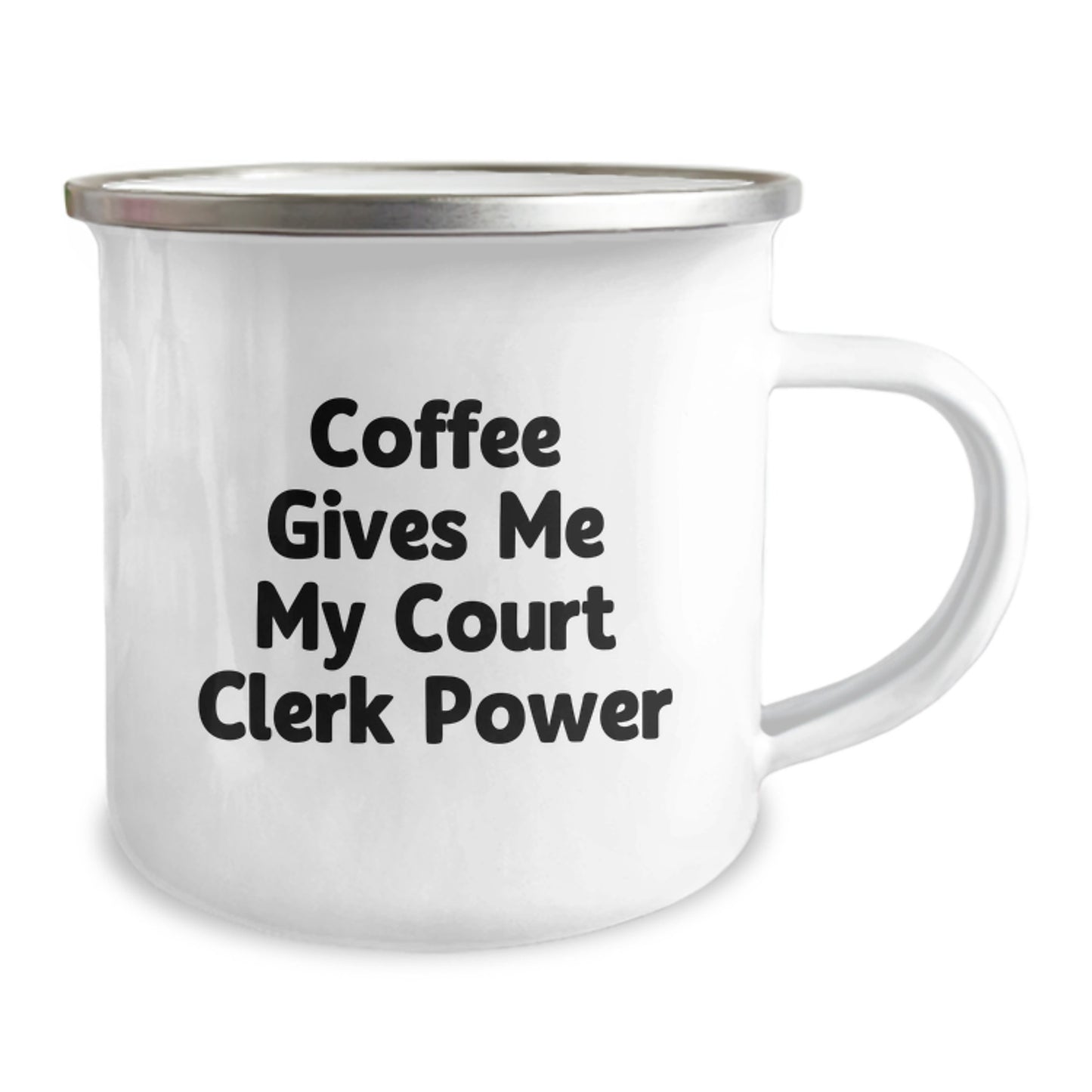 Court Clerk Gifts, Funny Camping Mug, 'Coffee Gives Me My Court Clerk Power' - Gifts from Friends, Family, Coworkers for Court Clerk's Birthday - Image 2