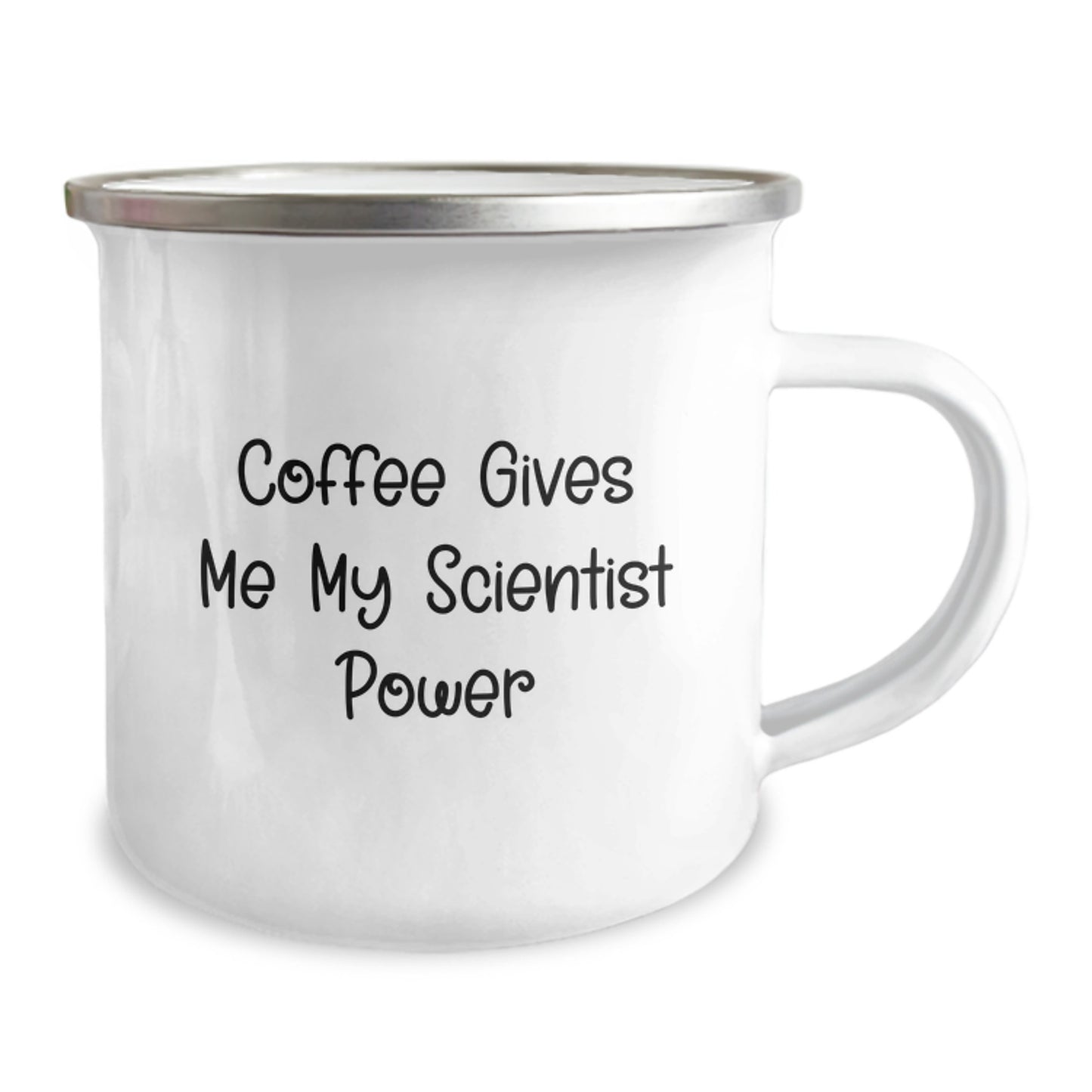 Funny Scientist Gifts from Friends for Men Graduation Unique Mugs - Coffee Gives Me My Power, 12 oz Stainless Steel Enamel Finish - Image 2