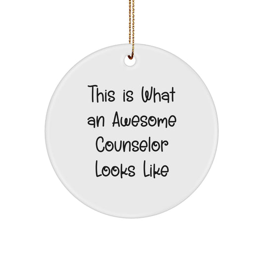 Funny Counselor Gifts from Friends for Christmas Circle Ornament - This Is What An Awesome Counselor Looks Like, Counselor Appreciation, Counselor Love - Image 1
