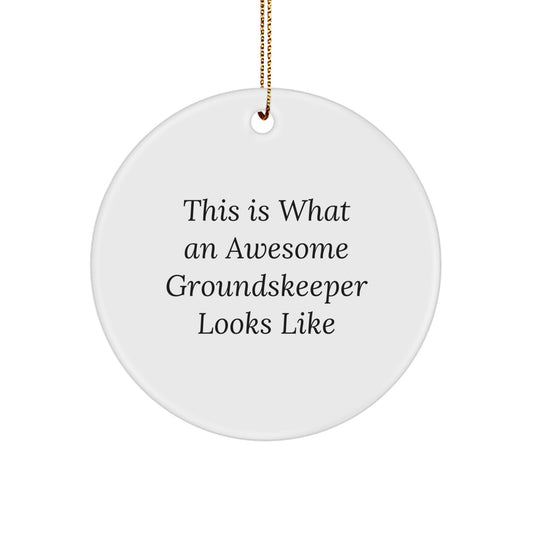 Funny groundskeeper Gifts from Friends - This Is What An Awesome groundskeeper Looks Like Circle Ornament for Christmas - Image 1