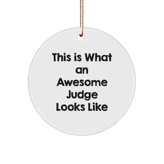 Funny Judge Gifts, Circle Ornament, 'This Is What An Awesome Judge Looks Like', Christmas Unique Gifts from Friends - Image 1