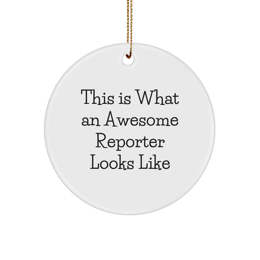 Reporter Gifts from Friends: This Is What An Awesome Reporter Looks Like Circle Ornament for Men, Women, Coworkers, and Family - Image 1