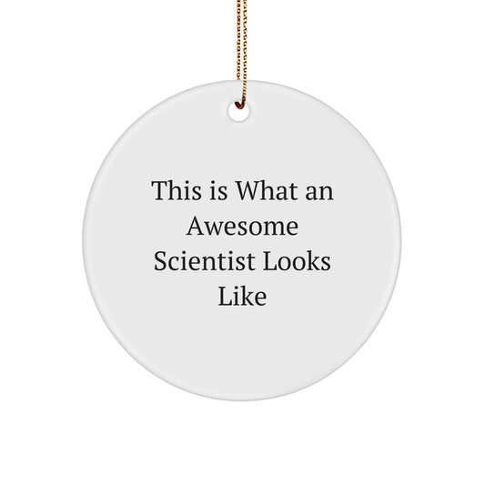 Funny Scientist Gifts for Men from Friends - This Is What An Awesome Scientist Looks Like Circle Ornament for Christmas - Image 1