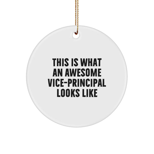 Funny Vice-principal Gifts from Friends for Christmas - This Is What An Awesome Vice-principal Looks Like Circle Ornament - Image 1