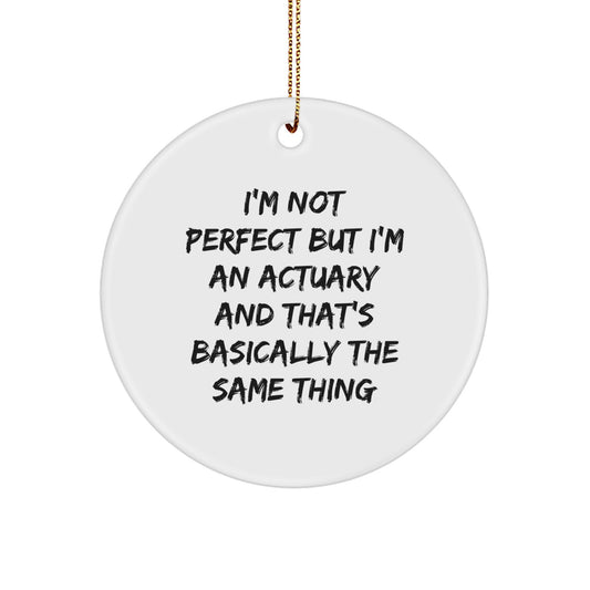 Actuary Inspired Circle Ornament, I'm Not Perfect But I'm An Actuary, Funny Quote, Gifts from Friends, for Actuary - Image 1