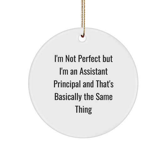 Assistant Principal Gifts from Friends - Funny I'm Not Perfect Circle Ornament for Men Women Coworkers Family - Image 1