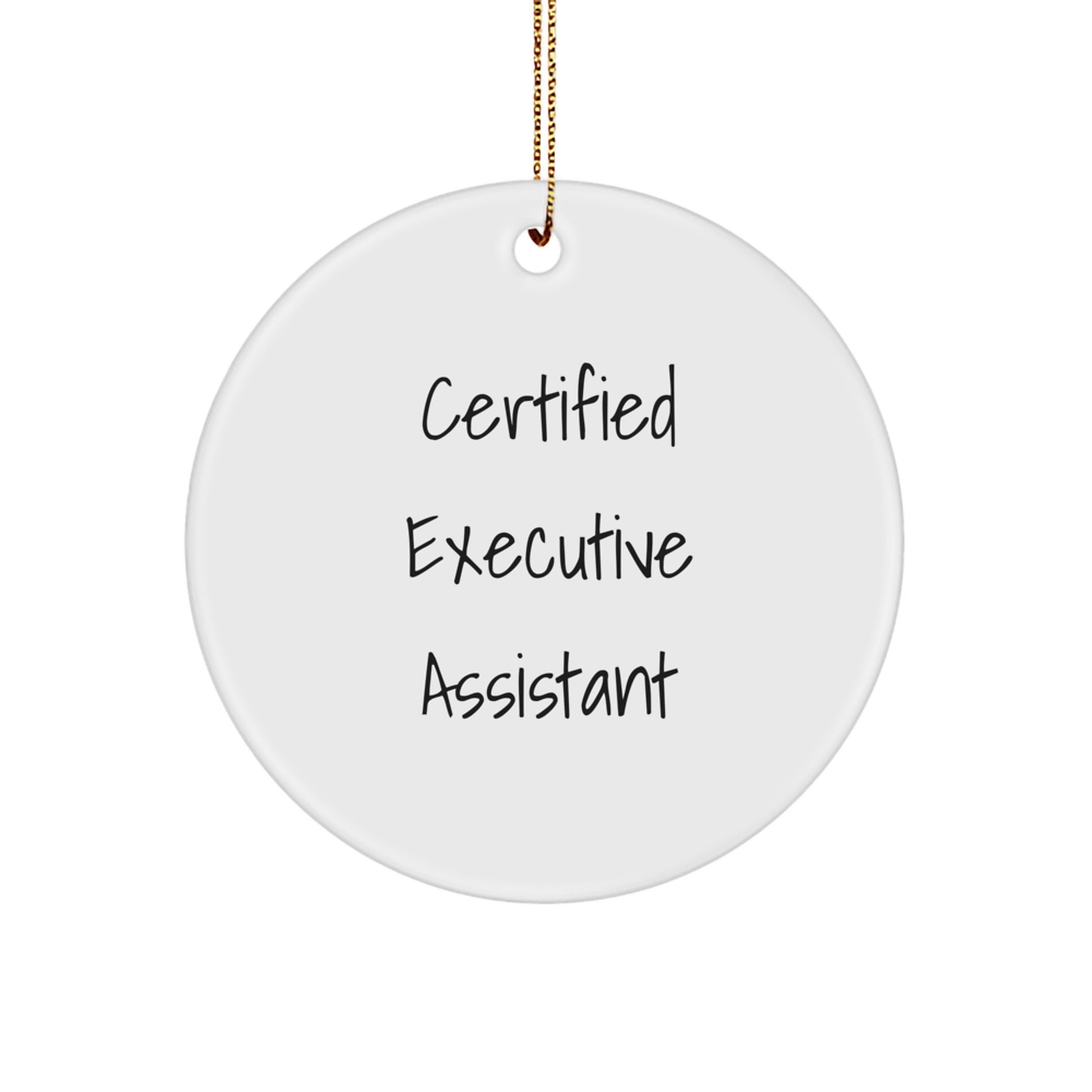 Funny Quote Gifts from Friends for Executive Assistant Christmas Circle Ornament, 'A Gift to Help You Succeed' - White 2.75' Tall, 0.5 oz, Durable MDF with High-Gloss Finish - Image 1