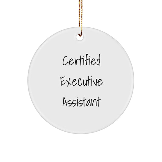 Funny Quote Gifts from Friends for Executive Assistant Christmas Circle Ornament, 'A Gift to Help You Succeed' - White 2.75' Tall, 0.5 oz, Durable MDF with High-Gloss Finish - Image 1